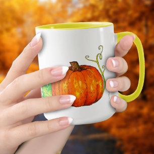 Retro Hand drawn Pumpkin Illustration Mug