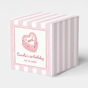 Retro Hand Drawn Valentine Girl First Birthday Favor Box