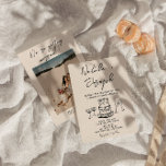 Retro Hand Drawn Written Cake Quirky Photo Wedding Invitation<br><div class="desc">This wedding invitation is perfect for your wedding if you are looking for an elegant unique and easy editable invitation .An elegant unique simple minimalist cream and black hand drawn wedding template invitation. Which features plain creamy vintage background on the front and hand drawn cake and champagne glasses. And black...</div>