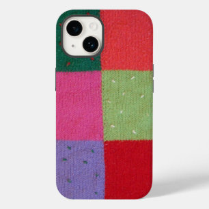 retro hand knitted colorful patchwork squares Case-Mate iPhone 14 case