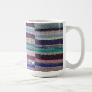retro hand knitted colourful stripes fun coffee mug
