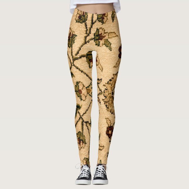 Retro Hand Made Turkish Traditional Flower Pattern Leggings (Front)