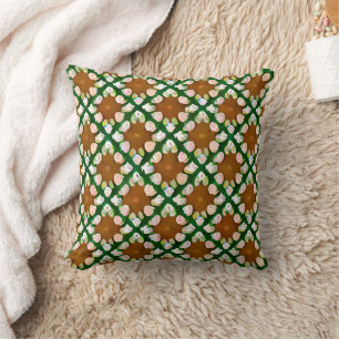 Retro Hand Paainted Floral Tile Pattern Throw Pillow