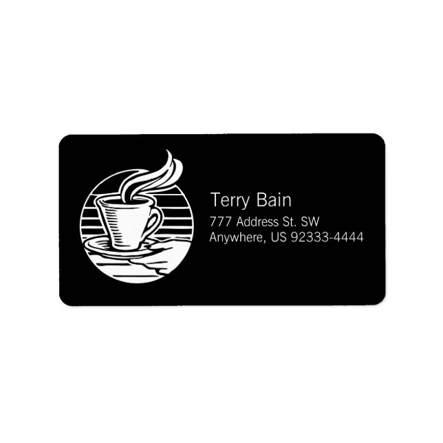 Retro Hand Serving Coffee Illustration Logo Style Label (Front)