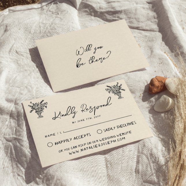 Retro Hand Written Drawn Bold Quirky Wedding RSVP Card (Creator Uploaded)