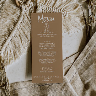 Retro Hand Written Drawn Brown Quirky Fun Wedding Menu