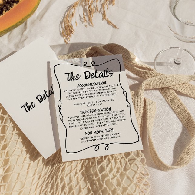 Retro Hand Written Frame Modern Wedding Details    Enclosure Card (Creator Uploaded)