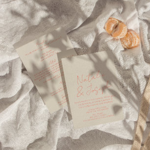 Retro Hand Written Whimsical All In One Wedding  Invitation