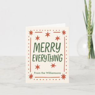 Retro Handdrawn Merry Everything Christmas Letter Holiday Card