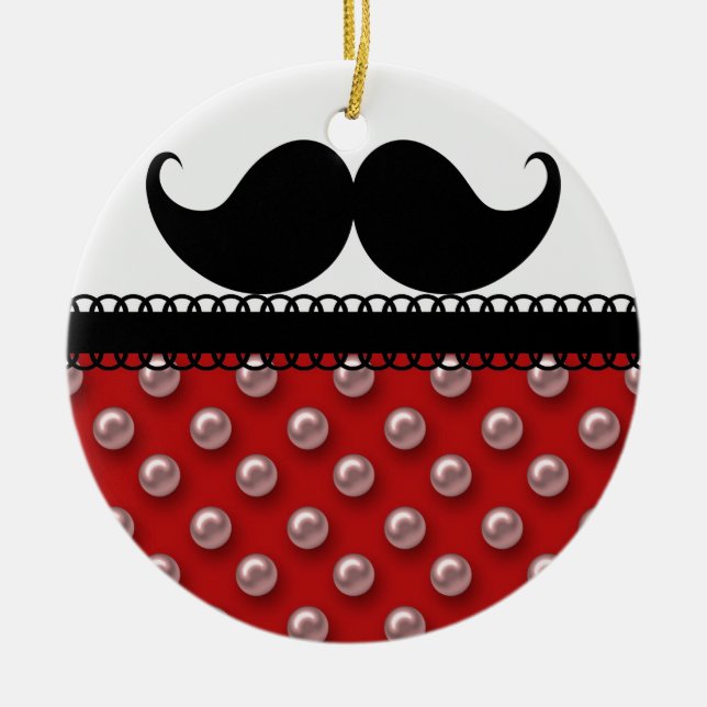 Retro Handlebar Moustache Moustache Ceramic Ornament (Front)