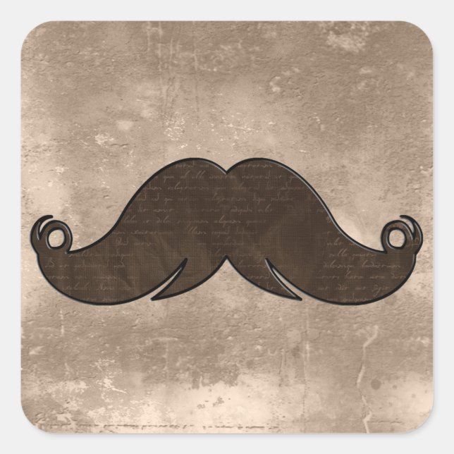 Retro Handlebar Moustache Square Sticker (Front)
