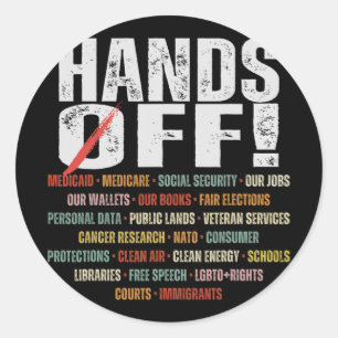 Retro Hands Off Protest Public Lands Medicare Patr Classic Round Sticker