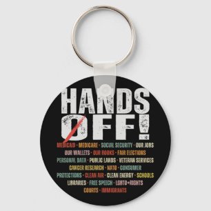 Retro Hands Off Protest Public Lands Medicare Patr Keychain