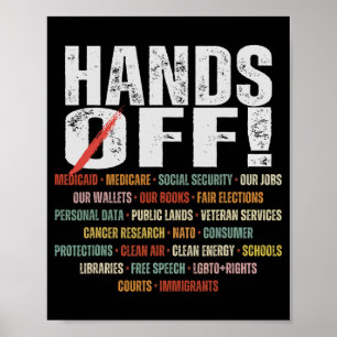 Retro Hands Off Protest Public Lands Medicare Patr Poster