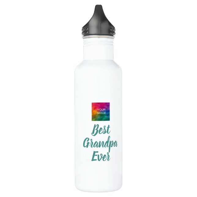 Retro Handwritten Cute Template Best Grandpa Ever 710 Ml Water Bottle (Left)