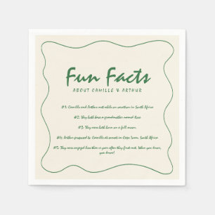 Retro Handwritten Fun Facts Green Wedding Napkin