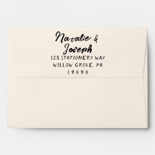 Retro Handwritten Trendy Unique Modern Wedding Envelope
