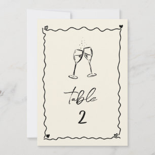 Retro Handwritten Wedding Table Number