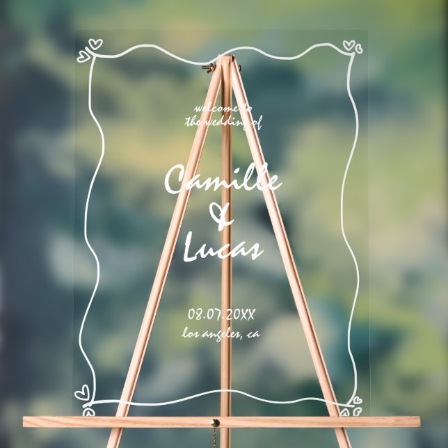 Retro Handwritten Whimisical Wedding Acrylic Sign (Neutral)