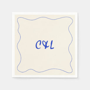 Retro Handwritten Whimsical Blue Wedding Napkin