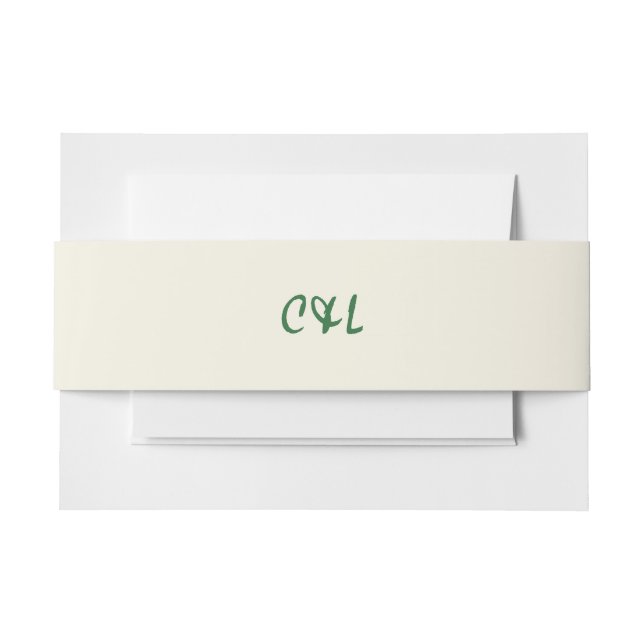 Retro Handwritten Whimsical Green  Invitation Belly Band (Front Example)