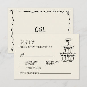 Retro Handwritten Whimsical Hand Written Wedding  RSVP Card