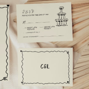 Retro Handwritten Whimsical Hand Written Wedding RSVP Card