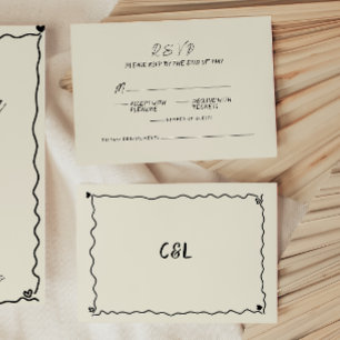 Retro Handwritten Whimsical Hand Written Wedding  RSVP Card