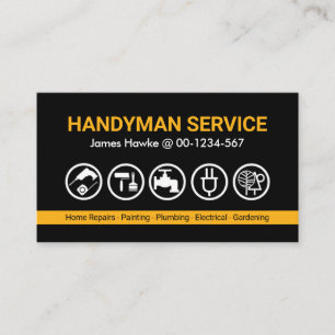 Retro Handyman Yellow Tools Line Business Card