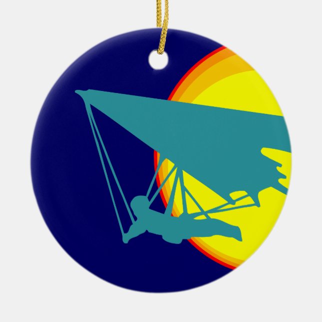 retro hang glider ceramic ornament (Front)