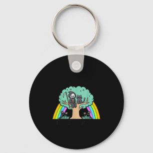 Retro Hang In There It Gets Worse Rainbow Ghost Ha Keychain