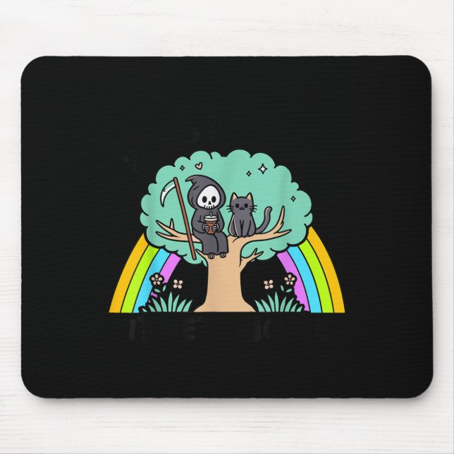 Retro Hang In There It Gets Worse Rainbow Ghost Ha Mouse Pad (Front)