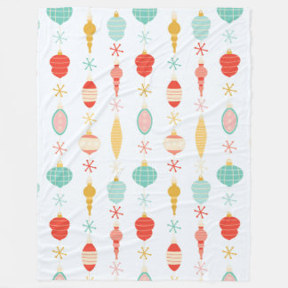 Retro Hanging Christmas Ornaments Seamless Pattern Fleece Blanket