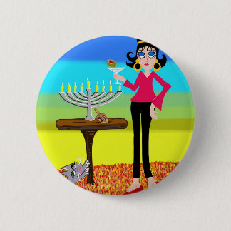 Retro Hanukkah and a Martini 2 Inch Round Button