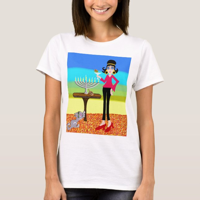 Retro Hanukkah and a Martini T-Shirt (Front)
