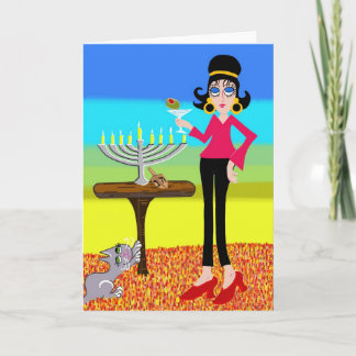 Retro Hanukkah and Martini Holiday Card