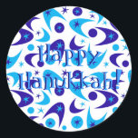 Retro Hanukkah Boomerangs Classic Round Sticker<br><div class="desc">Retro boomerang Hanukkah stickers.</div>