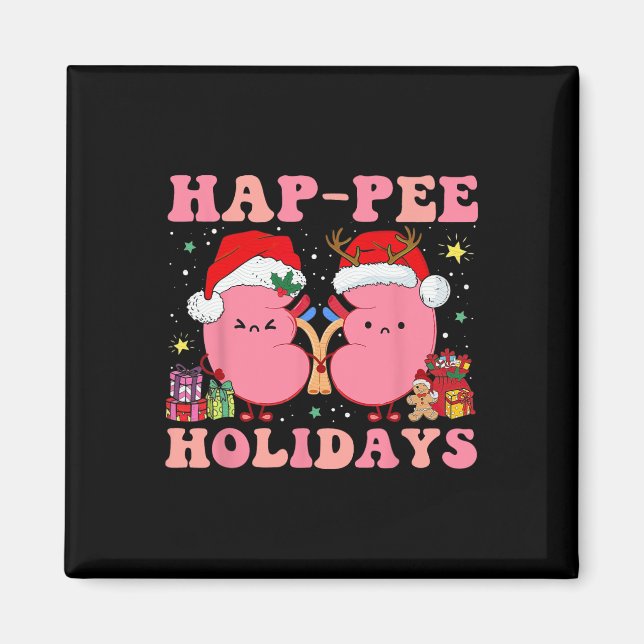 Retro Hap Pee Holidays Christmas Dialysis Nurse Ki Magnet (Front)