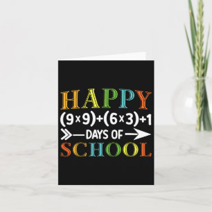 Retro Happy 100 Days Of School 100th Math Equation Card