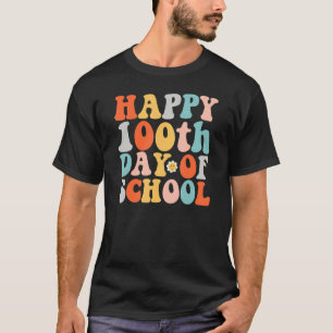 Retro Happy 100th Day Of School Groovy 100 Days Sm T-Shirt