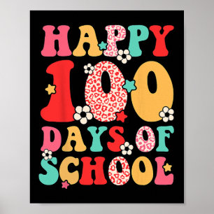 Retro Happy 100th Day Of School Teachers Kid Happy Poster