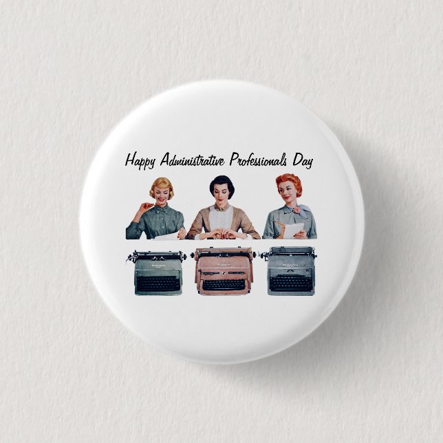 Retro Happy Administrative Professionals Day  1 Inch Round Button (Front)