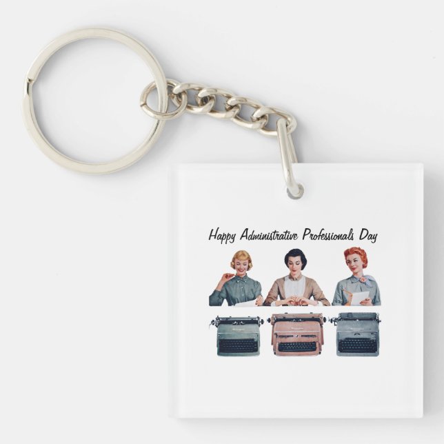 Retro Happy Administrative Professionals Day  Keychain (Front)