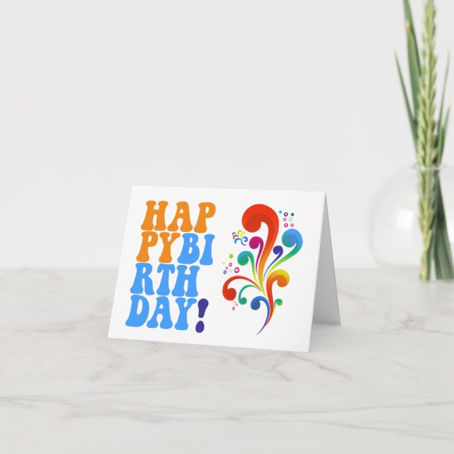 Retro Happy Birthday Card 1970's Style Vintage (Front)