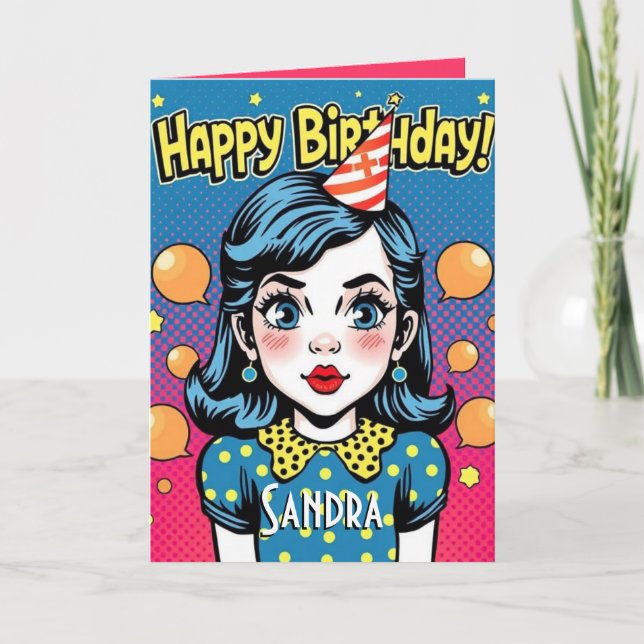 Retro Happy Birthday Daughter Card (Front)