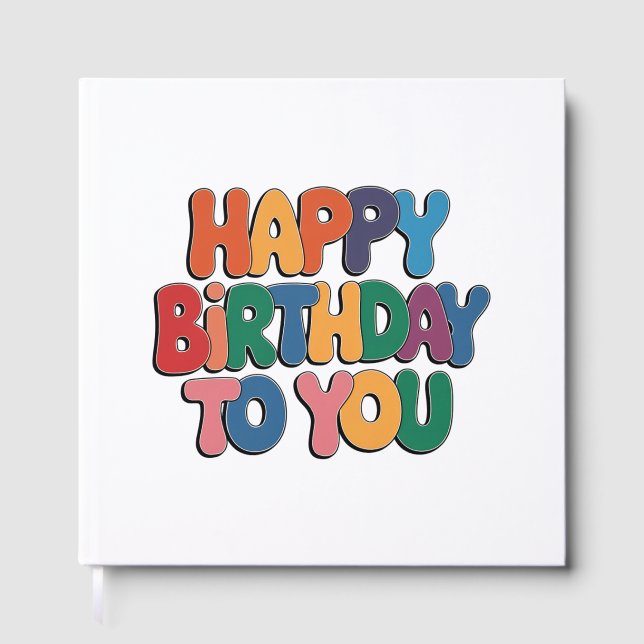 Retro Happy Birthday Guest Book (Front)