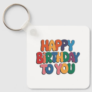 Retro Happy Birthday Keychain