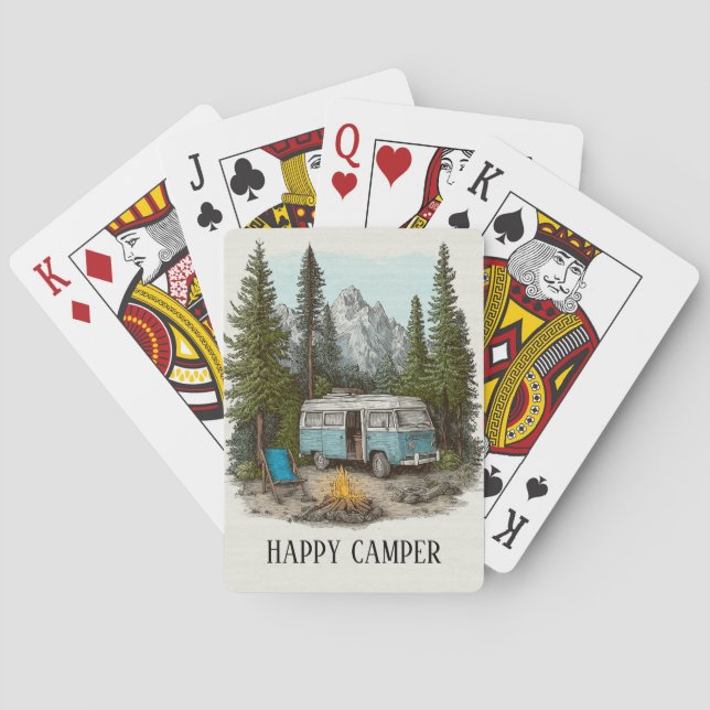 Retro Happy Camper Playing Cards (Back)