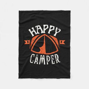 Retro happy camper tent family camping crew fleece blanket