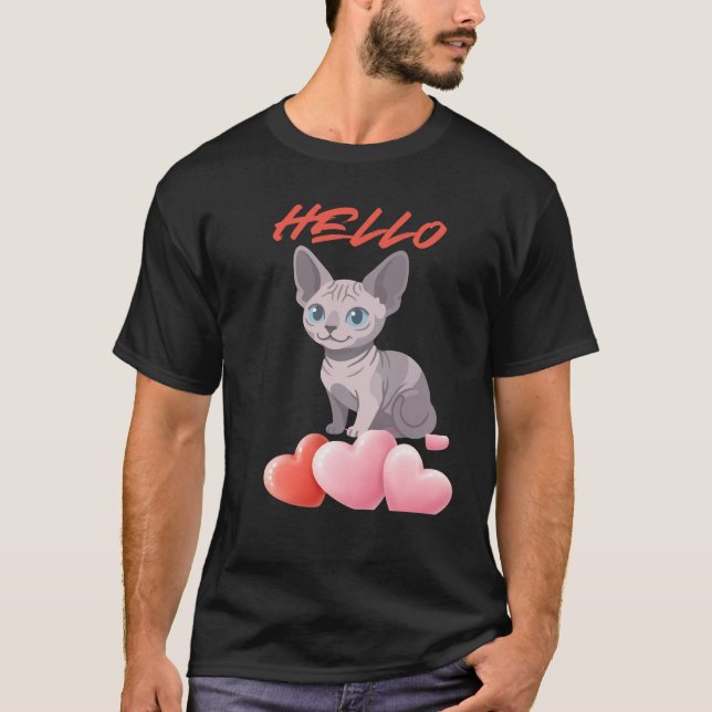 Retro Happy Cat Quote – Routine & Love T-Shirt (Front)
